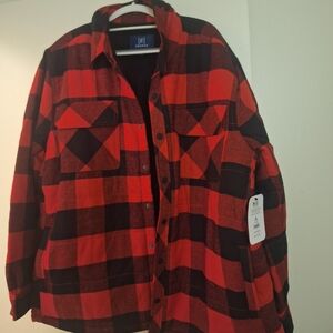 George Bold Red and Black Checkered Shirt Jacket